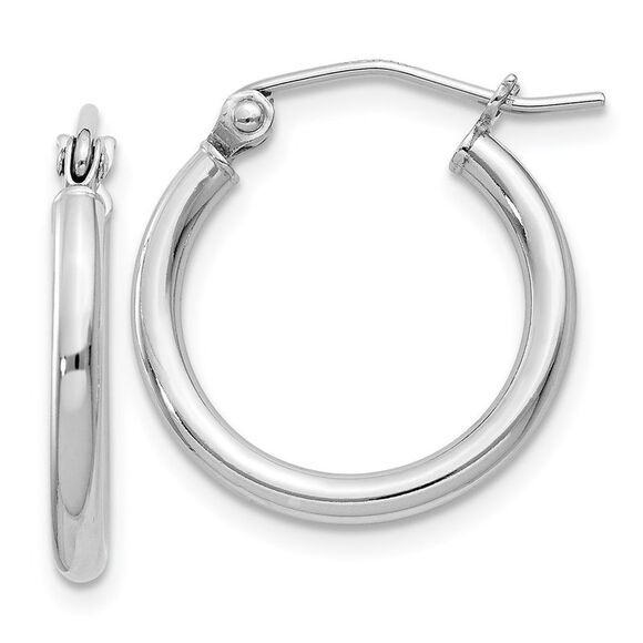 2mm Sterling Silver Classic Round Hoop Earrings - 16mm (5/8 Inch)